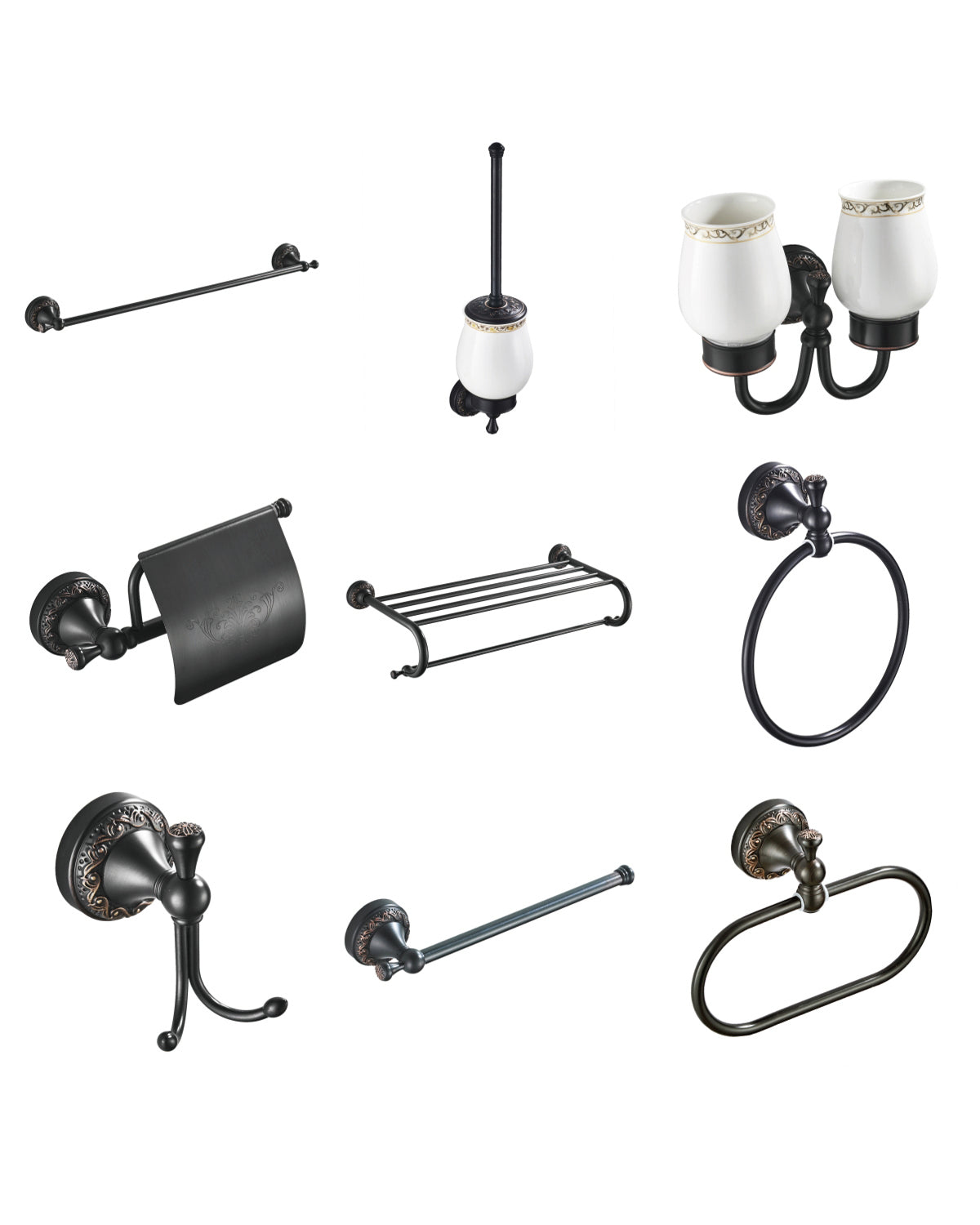 83 Brass Oil Matte Black Bathroom Accessories Set