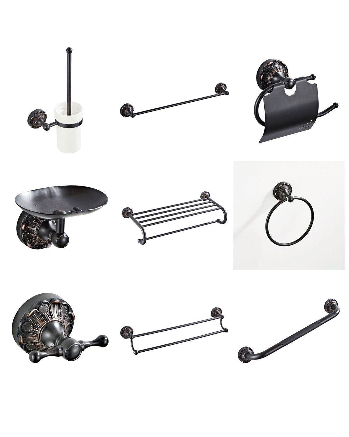 61 Brass Oil Matte Black Bathroom Accessories Set