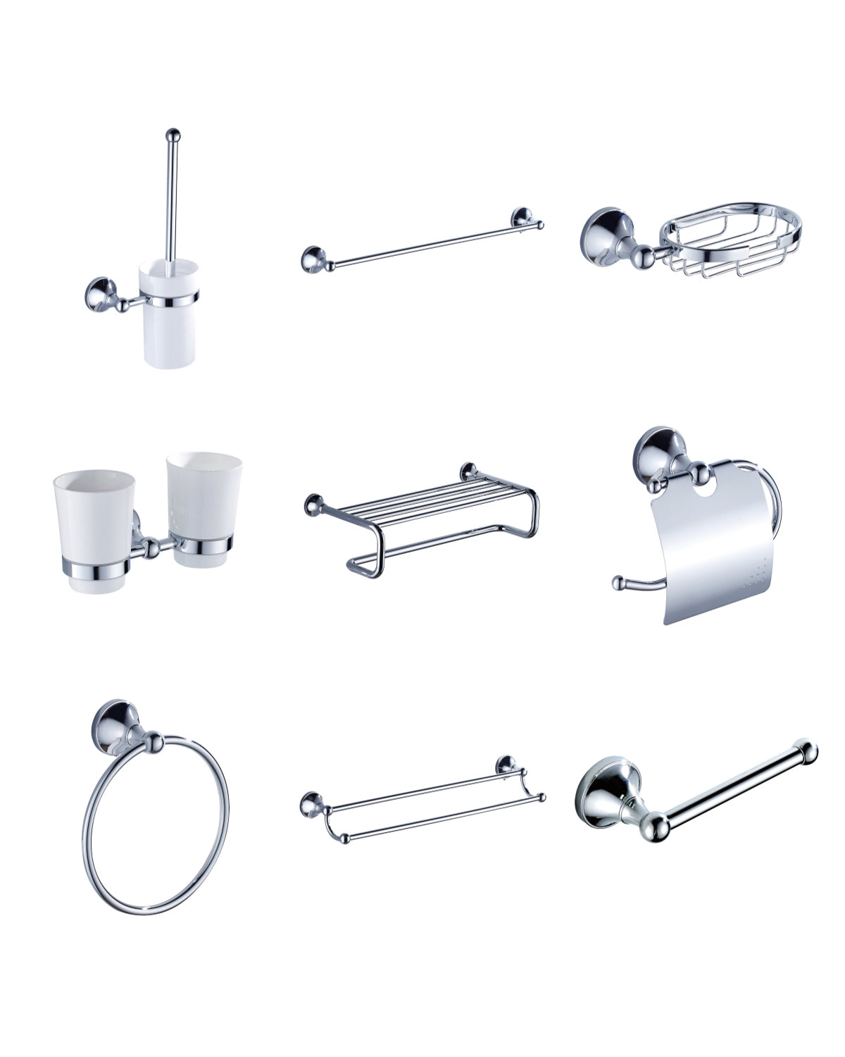 62 Brass Bathroom Accessories Set Sliver Chrome