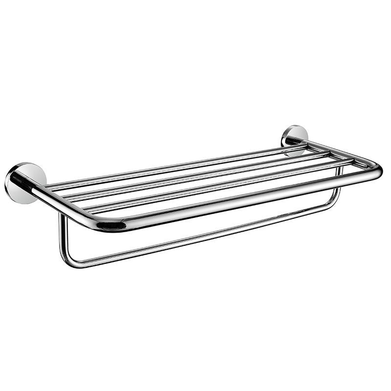 Stainless Steel Bathroom Shelf with Towel Bar | 2 Colors | Dual-Layer Storage Rack