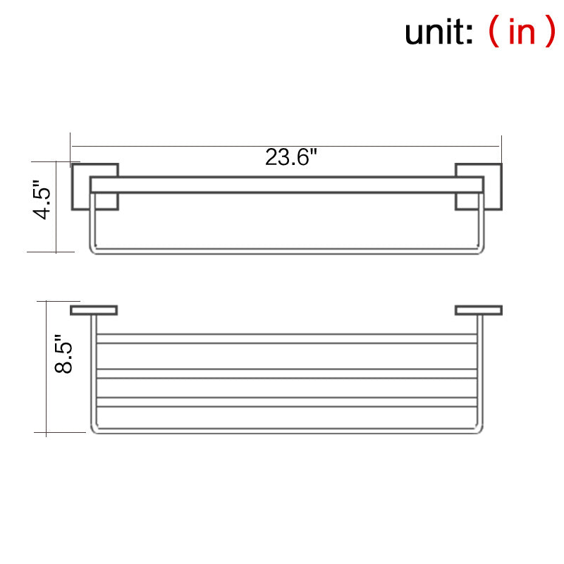 Stainless Steel Bathroom Shelf with Towel Bar | Square Design | Polished Chrome Finish