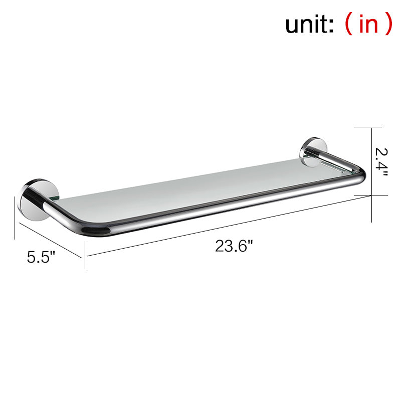 SUS304 Stainless Steel Bathroom Towel Shelf with Glass  Wall Mount Towel Rail Chrome finish