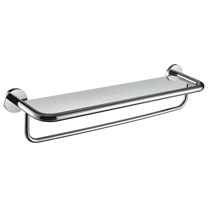 SUS304 Stainless Steel Bathroom Towel Shelf with Glass  Wall Mount Towel Rail Chrome finish