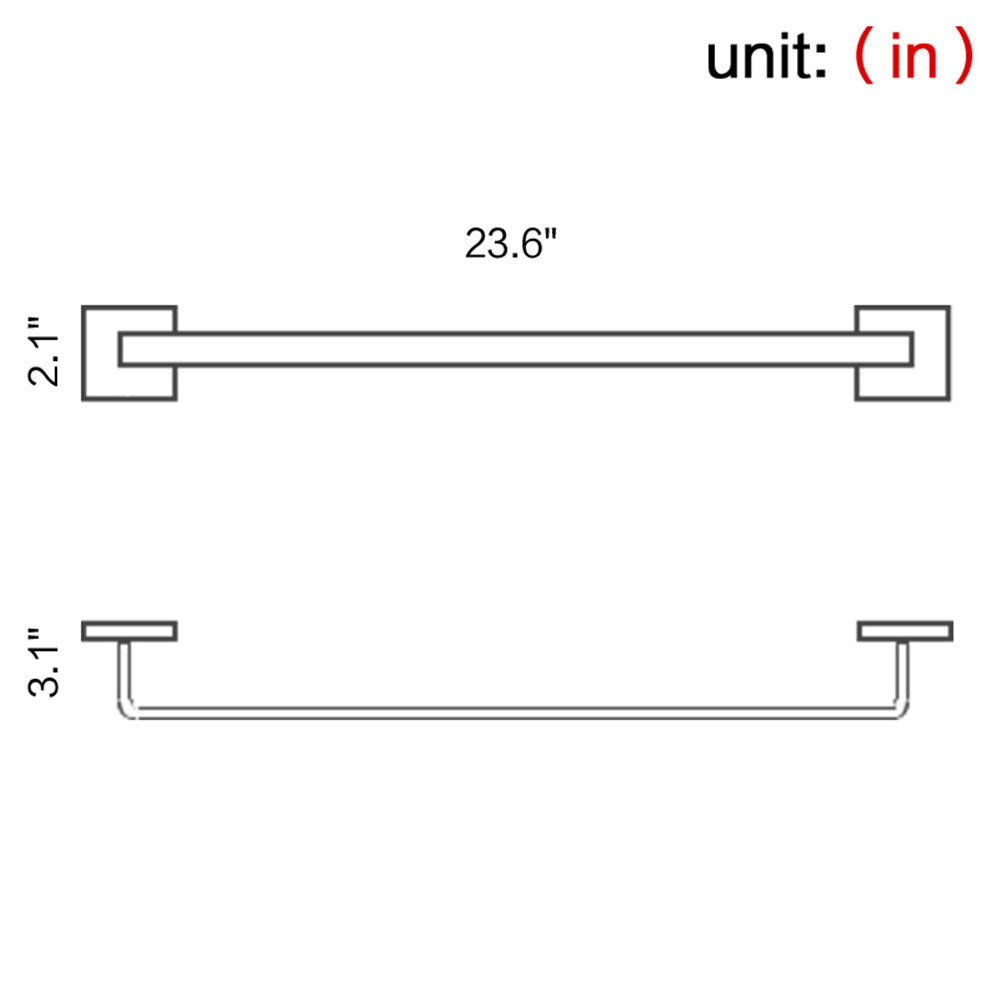 Stainless Steel Single Towel Bar | Square Design | Polished Chrome Finish