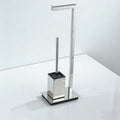 2-in-1 Freestanding Toilet Paper Holder with Toilet Brush | Polished Stainless Steel Stand with Weighted Base