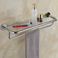 SUS304 Stainless Steel Bathroom Towel Shelf with Glass  Wall Mount Towel Rail Chrome finish