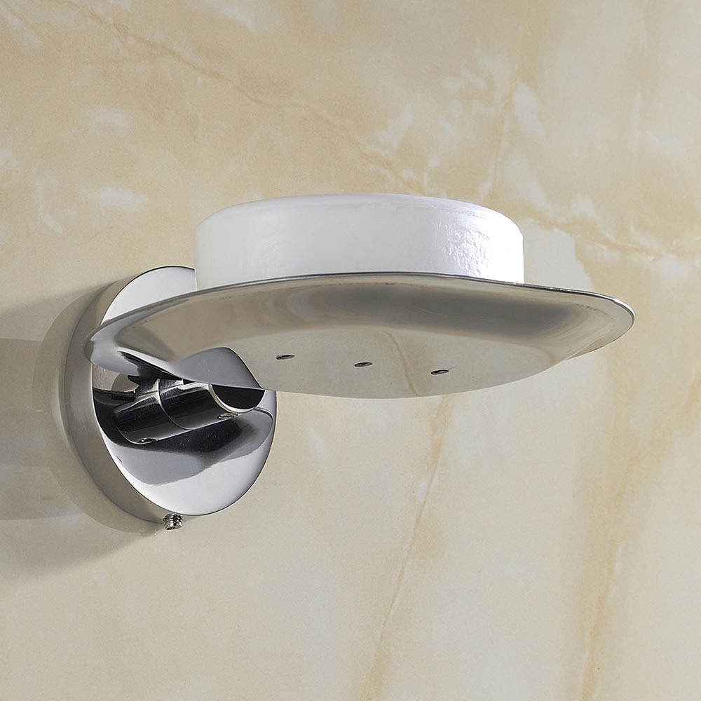 SUS304 Stainless Steel Bathroom Soap Dish Chrome Finish Wall Mount Soap Holder