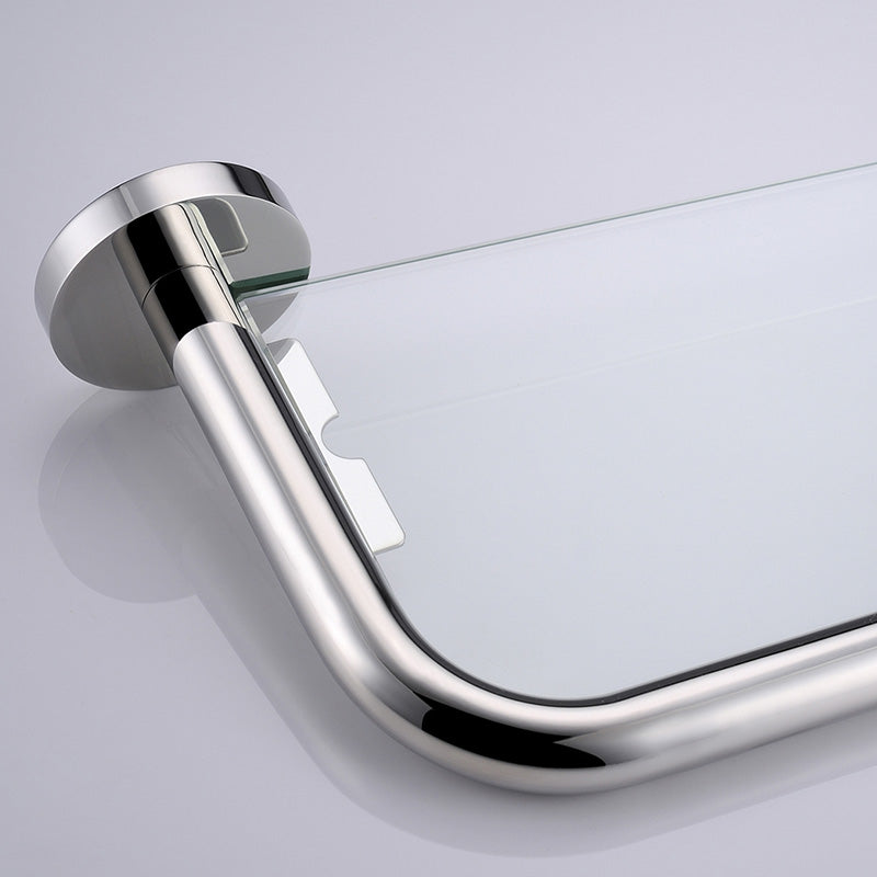 SUS304 Stainless Steel Bathroom Towel Shelf with Glass  Wall Mount Towel Rail Chrome finish