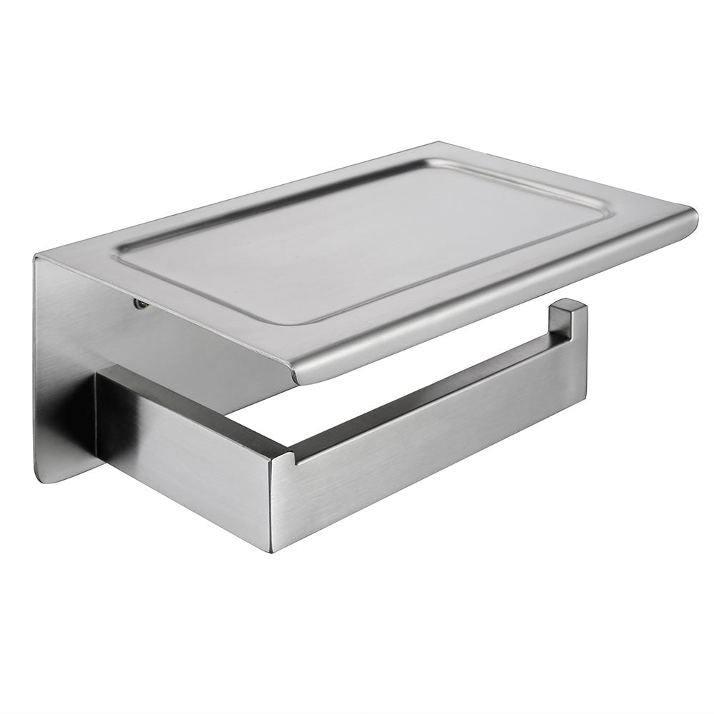 SUS304 Stainles Steel Toilet Paper Holder with Shelf Wall Mount Toilet Roll Holder with Storage