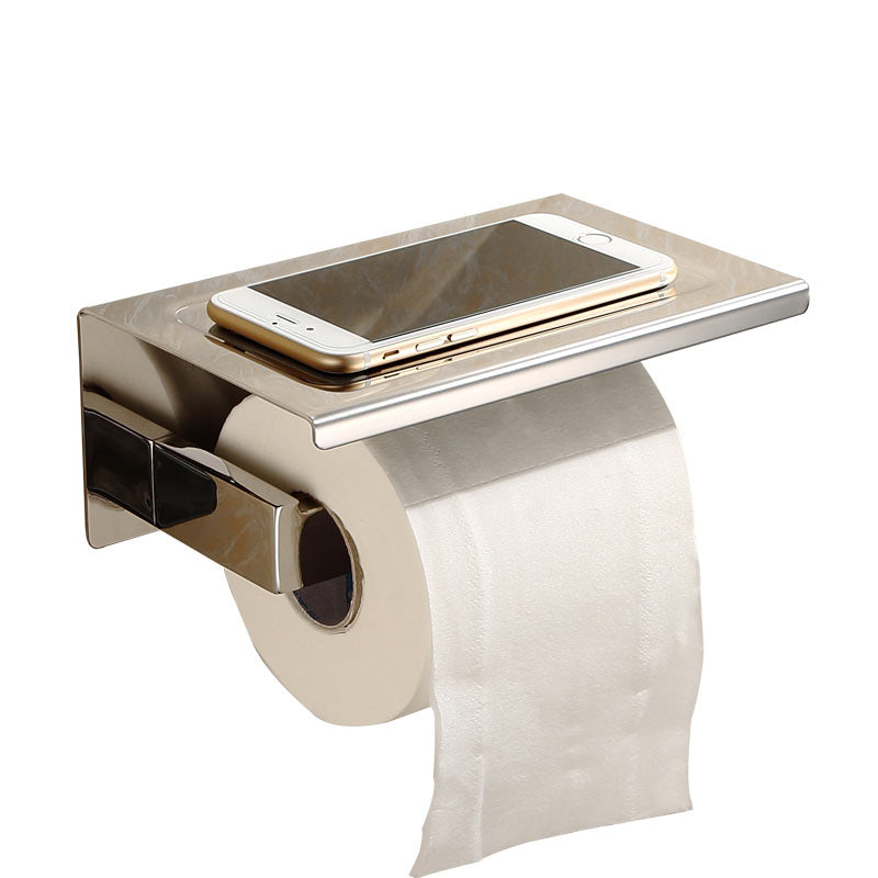SUS304 Stainles Steel Toilet Paper Holder with Shelf Wall Mount Toilet Roll Holder with Storage