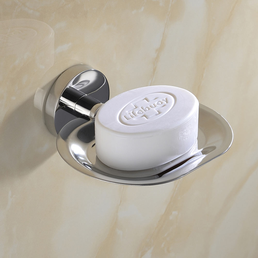 SUS304 Stainless Steel Bathroom Soap Dish Chrome Finish Wall Mount Soap Holder
