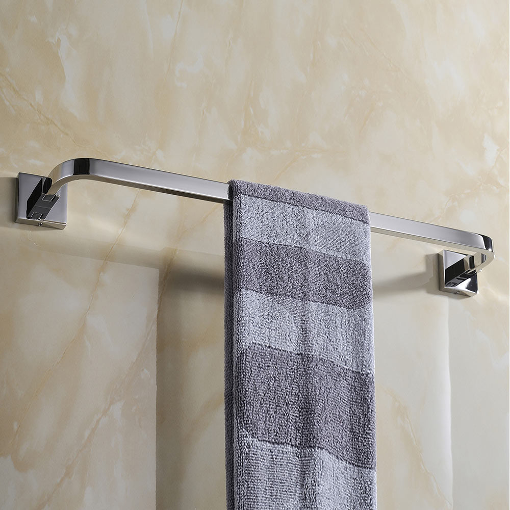 Stainless Steel Single Towel Bar | Square Design | Polished Chrome Finish