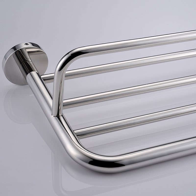 Stainless Steel Bathroom Shelf with Towel Bar | 2 Colors | Dual-Layer Storage Rack