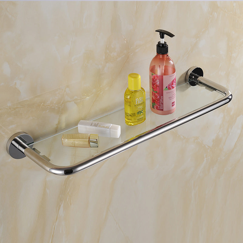 SUS304 Stainless Steel Bathroom Towel Shelf with Glass  Wall Mount Towel Rail Chrome finish