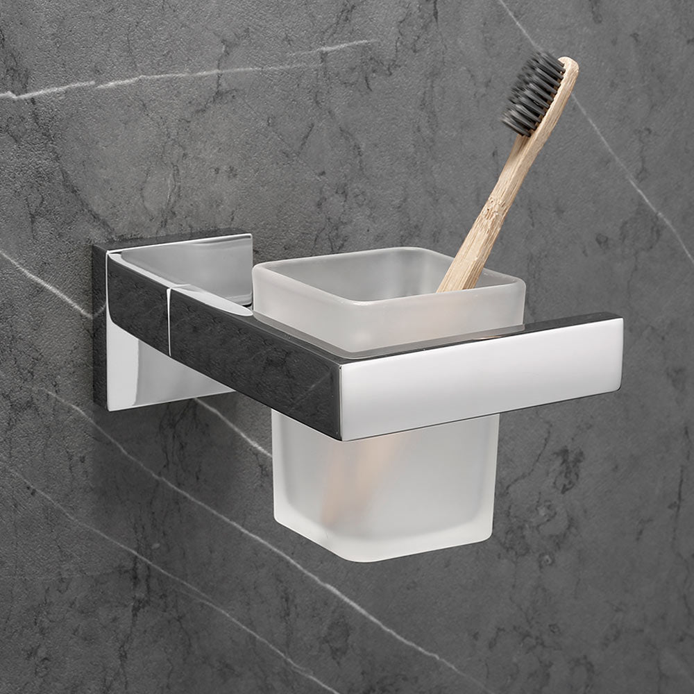 Stainless Steel Toothbrush Cup Holder Chrome Finsh Wall Mounted Bathroom Accessories