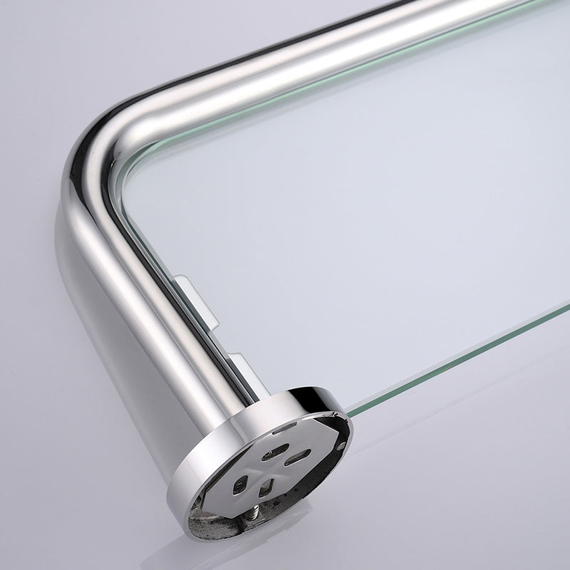 SUS304 Stainless Steel Bathroom Towel Shelf with Glass  Wall Mount Towel Rail Chrome finish
