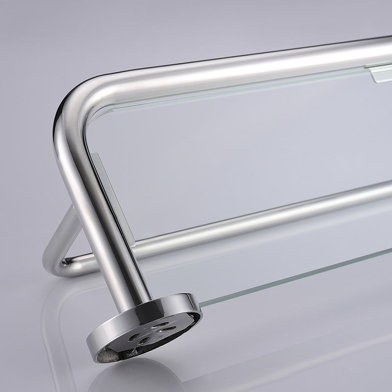 SUS304 Stainless Steel Bathroom Towel Shelf with Glass  Wall Mount Towel Rail Chrome finish