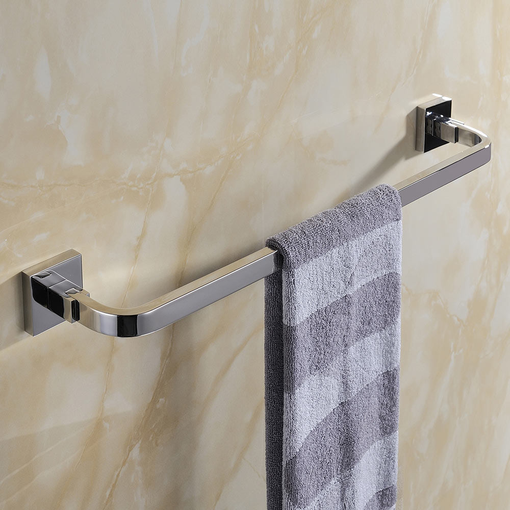 Stainless Steel Single Towel Bar | Square Design | Polished Chrome Finish