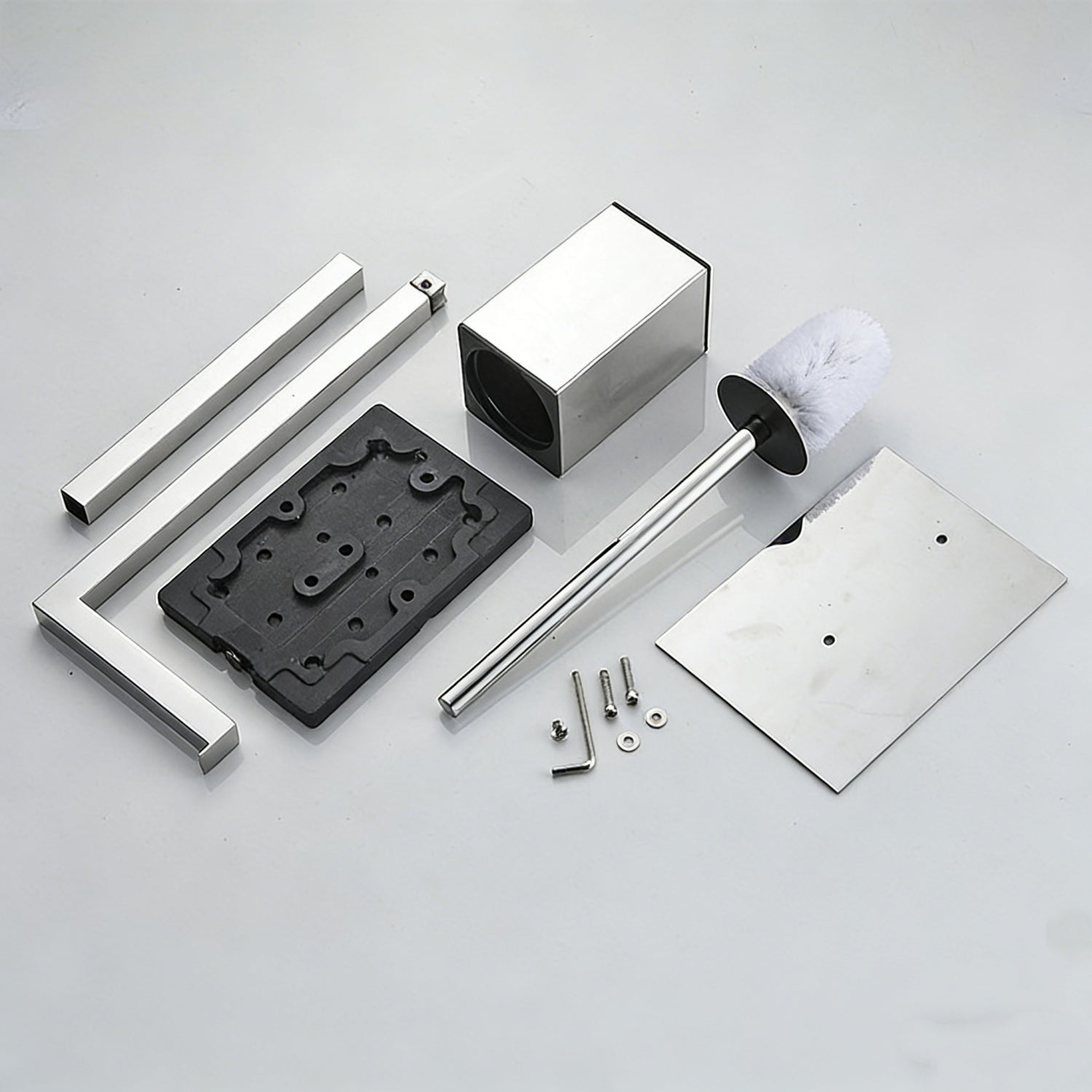 2-in-1 Freestanding Toilet Paper Holder with Toilet Brush | Polished Stainless Steel Stand with Weighted Base