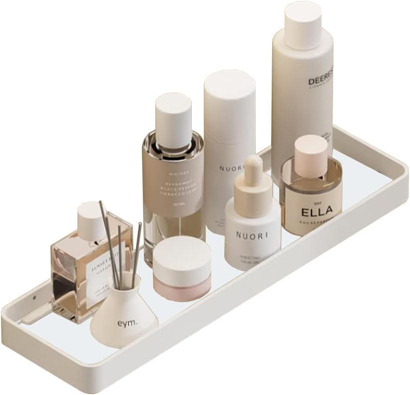 Minimalist Space Aluminum & Glass Shower Caddy Vanity Tray