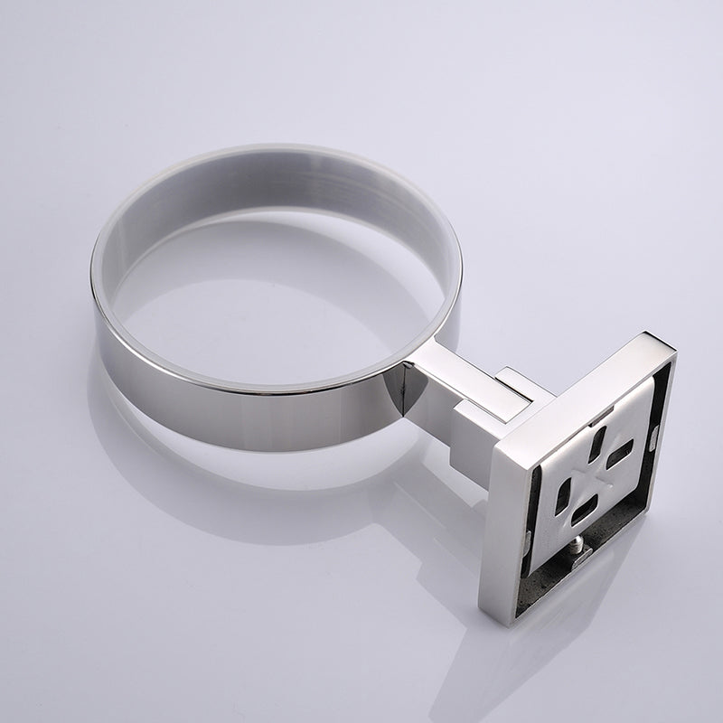Stainless Steel Toilet Brush Holder with Frosted Cup | Square Design | Polished Chrome Finish