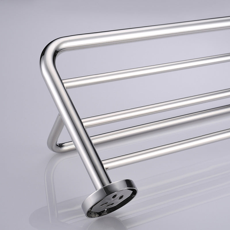 Stainless Steel Bathroom Shelf with Towel Bar | 2 Colors | Dual-Layer Storage Rack