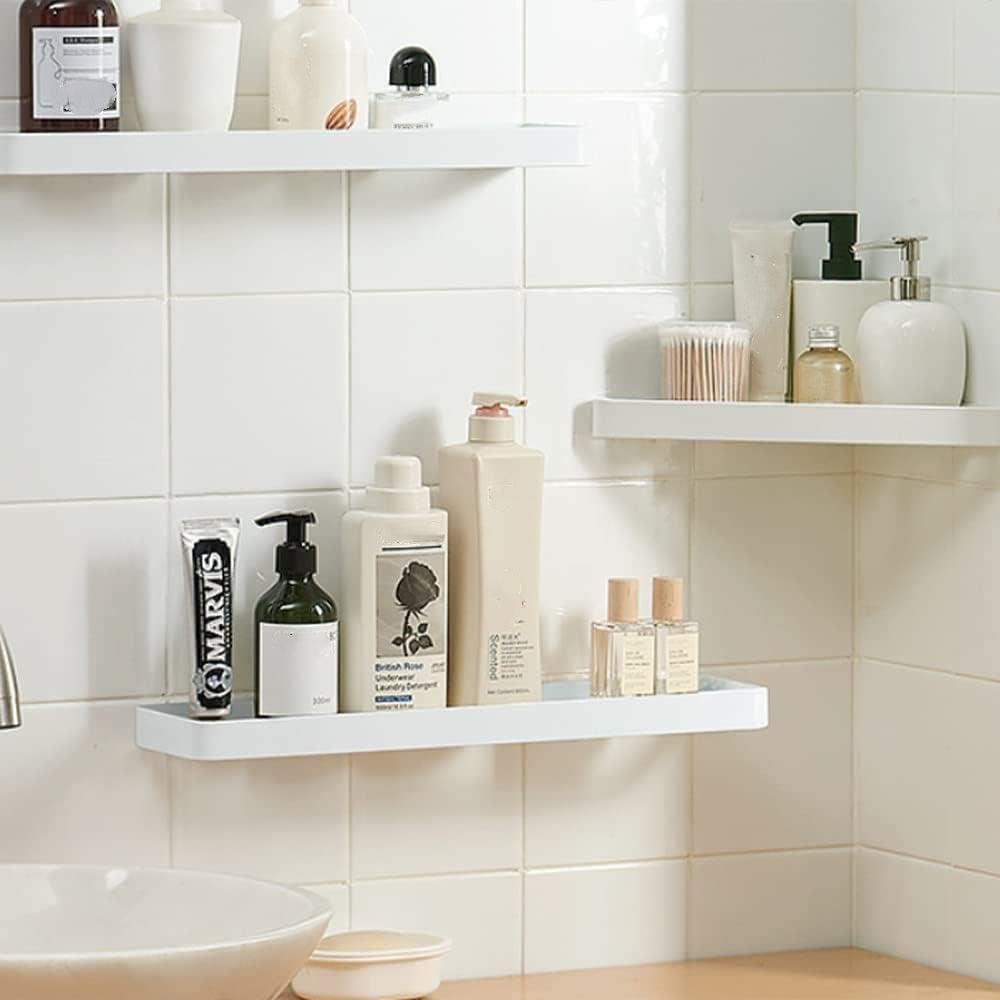 Minimalist Space Aluminum & Glass Shower Caddy Vanity Tray