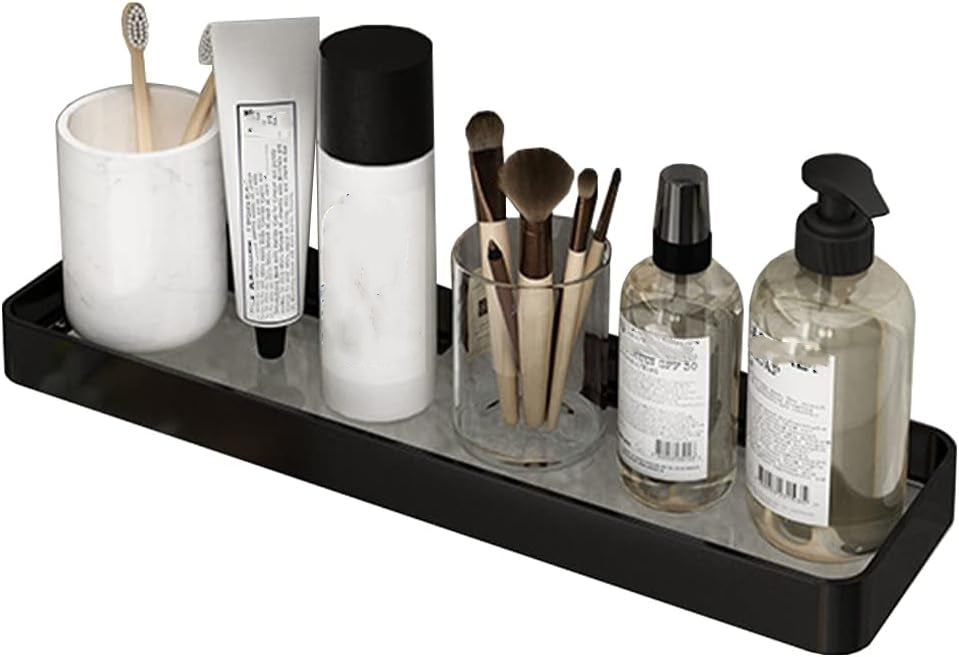 Minimalist Space Aluminum & Glass Shower Caddy Vanity Tray