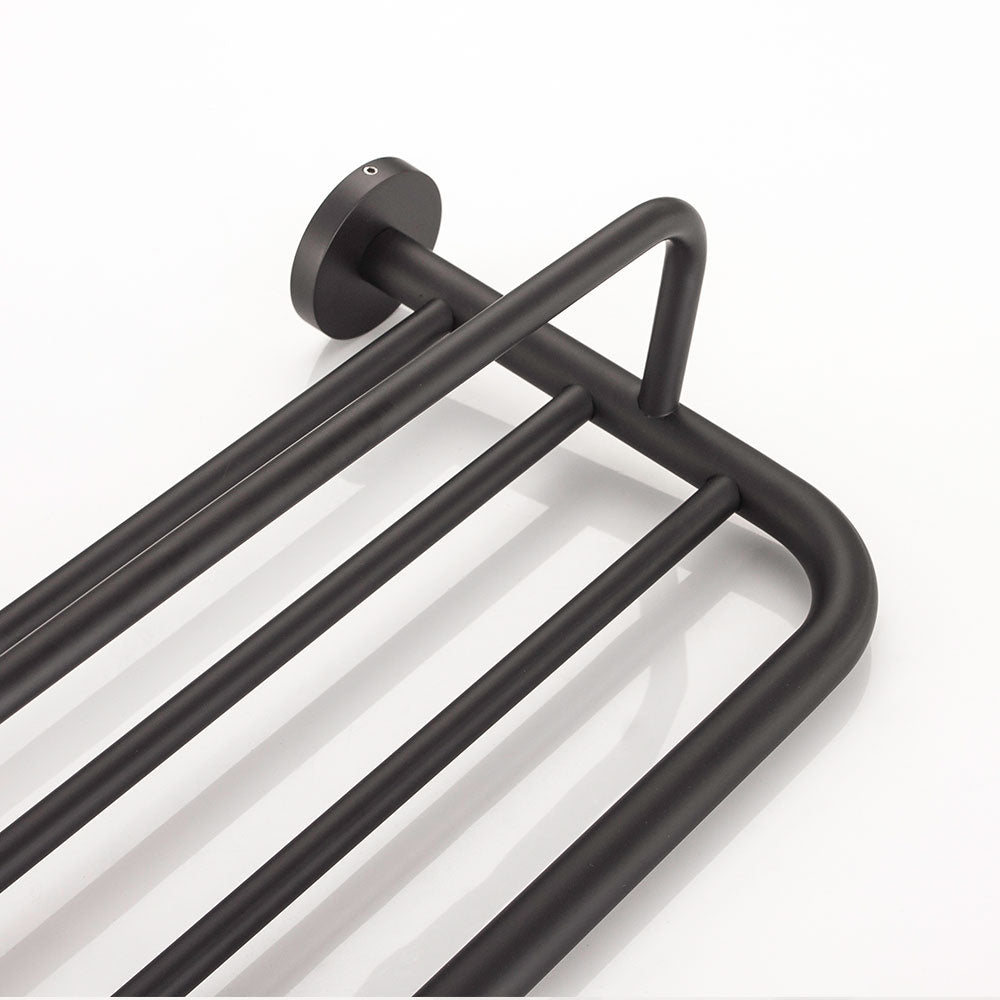 Stainless Steel Bathroom Shelf with Towel Bar | 2 Colors | Dual-Layer Storage Rack