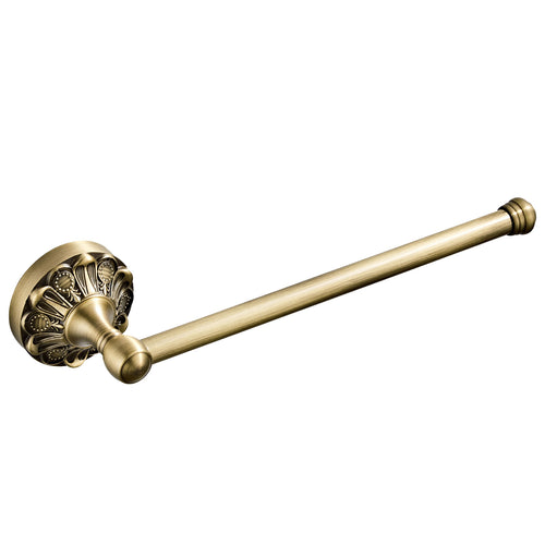 Antique Brass Open Towel Ring | Vintage Carved Hand Towel Bar