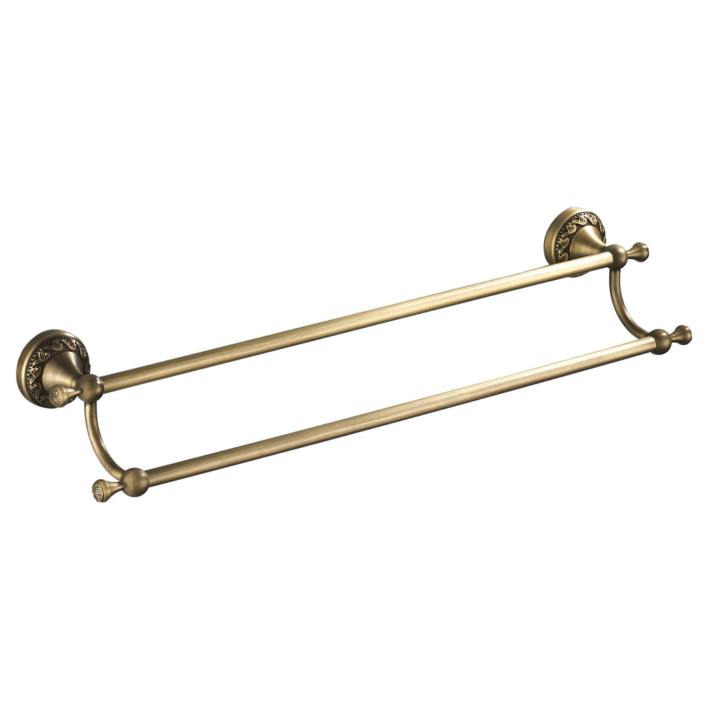 Rust-Proof Solid Brass Double Towel Holder | 61.5cm Wall-Mounted Bathroom Rail
