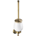 Antique Brass Toilet Brush Holder | Vintage Ceramic Bathroom Toilet Brush Set