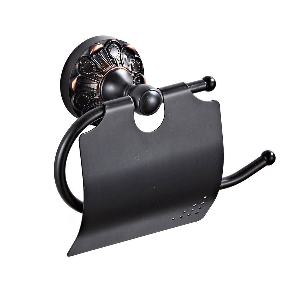 Brass Toilet Paper Holder Wall Mount Toilet Roll Holder with Cover 2 Color /Brush Bronze and Oil Matte Black