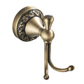 Antique Brass Double Robe Hook | Vintage Scroll Carved Bathroom Towel Hook