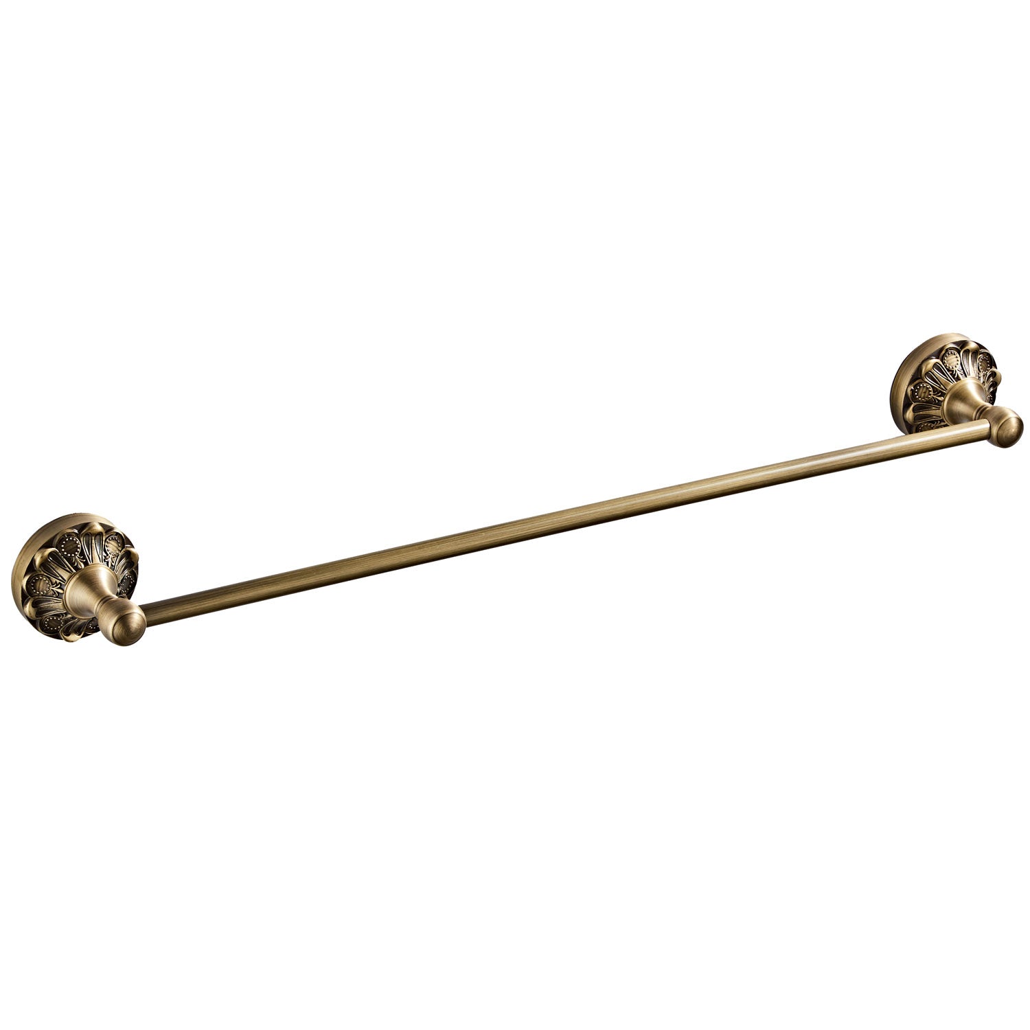 Antique Brass Towel Bar 56cm | Vintage Carved Single Bath Towel Rack