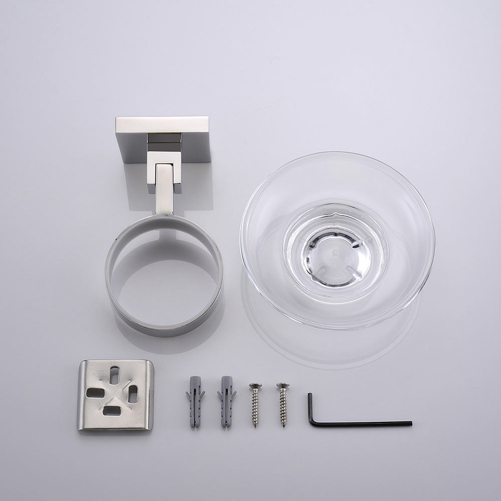 Stainless Steel Soap Dish with Clear Glass | Square Design | Polished Chrome Finish
