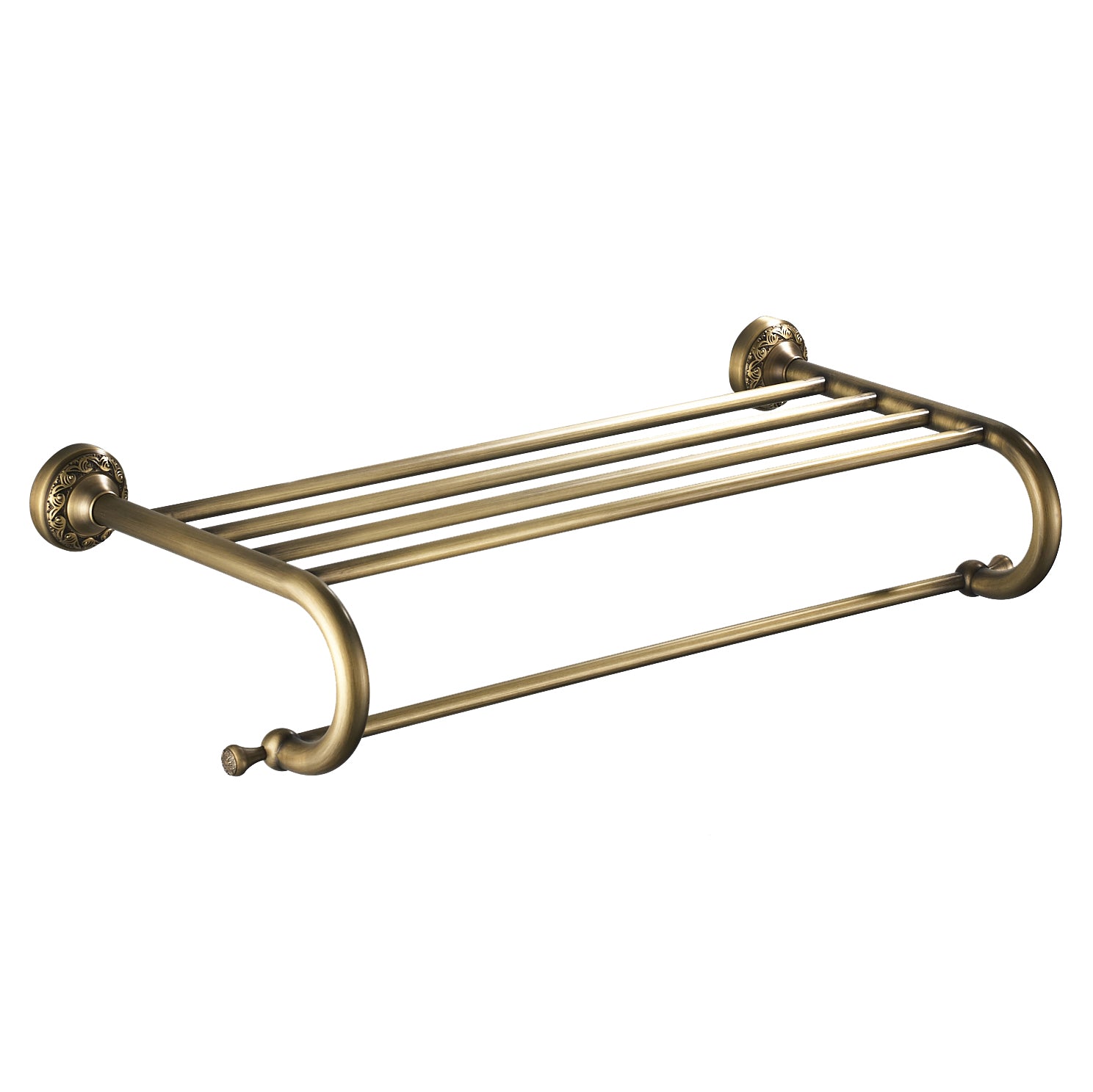 Rust-Proof Solid Brass Towel Shelf | 62.5cm Wall-Mounted 2-Tier Bathroom Rack