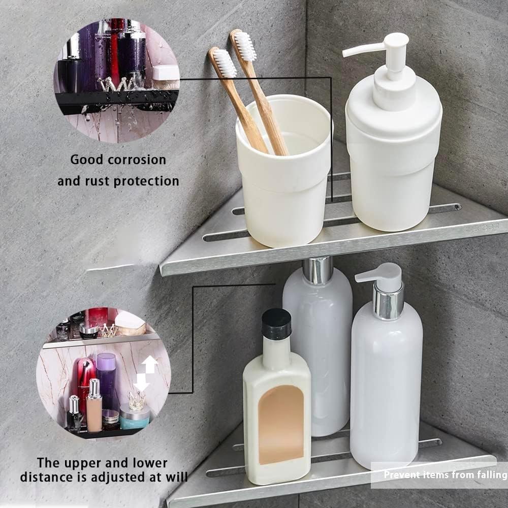2-Tier Corner Shower Shelf – 304 Stainless Steel Bathroom Organizer