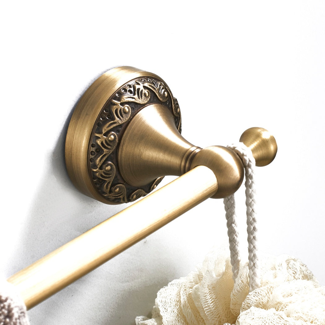 Rust-Proof Solid Brass Towel Holder | Ornate Vintage Bathroom Towel Rail