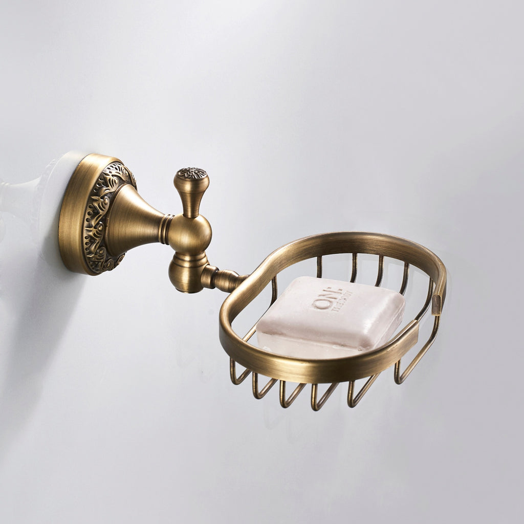 Antique Brass Soap Dish | Vintage Scroll Carved Wall-Mounted Soap Holder