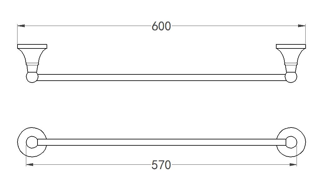 Solid Brass Towel Bar 60cm | Minimalist Wall-Mounted Bathroom Towel Rack