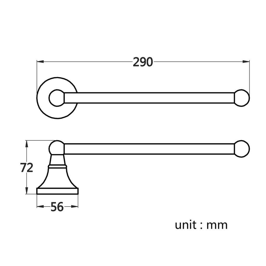 Solid Brass Open Towel Bar 29cm | Minimalist Wall-Mounted Bathroom Towel Holder (4 Finishes)