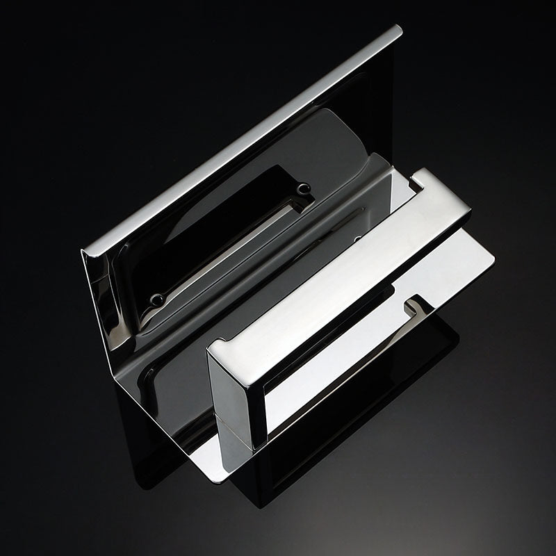 SUS304 Stainles Steel Toilet Paper Holder with Shelf Wall Mount Toilet Roll Holder with Storage