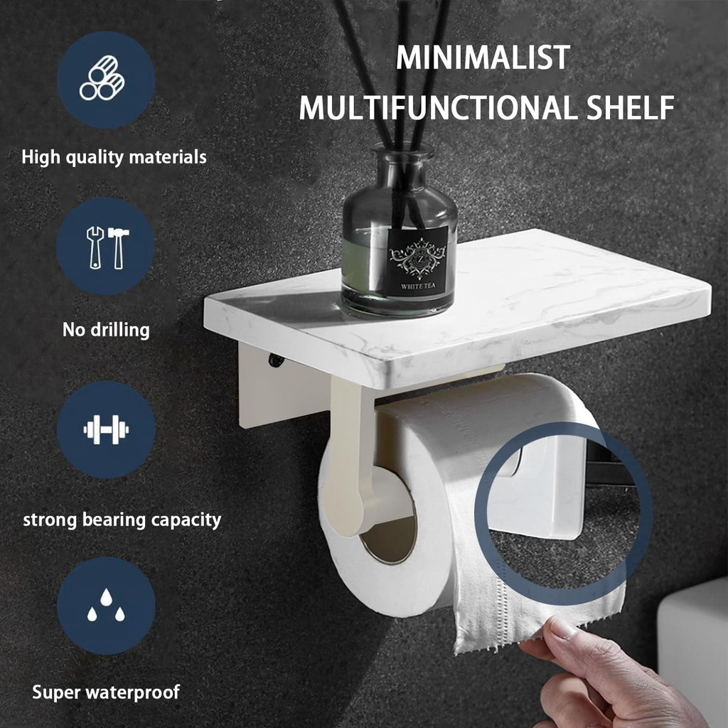 Stainless Steel Toilet Paper Holder with Marble Shelf ,Wall Mounted