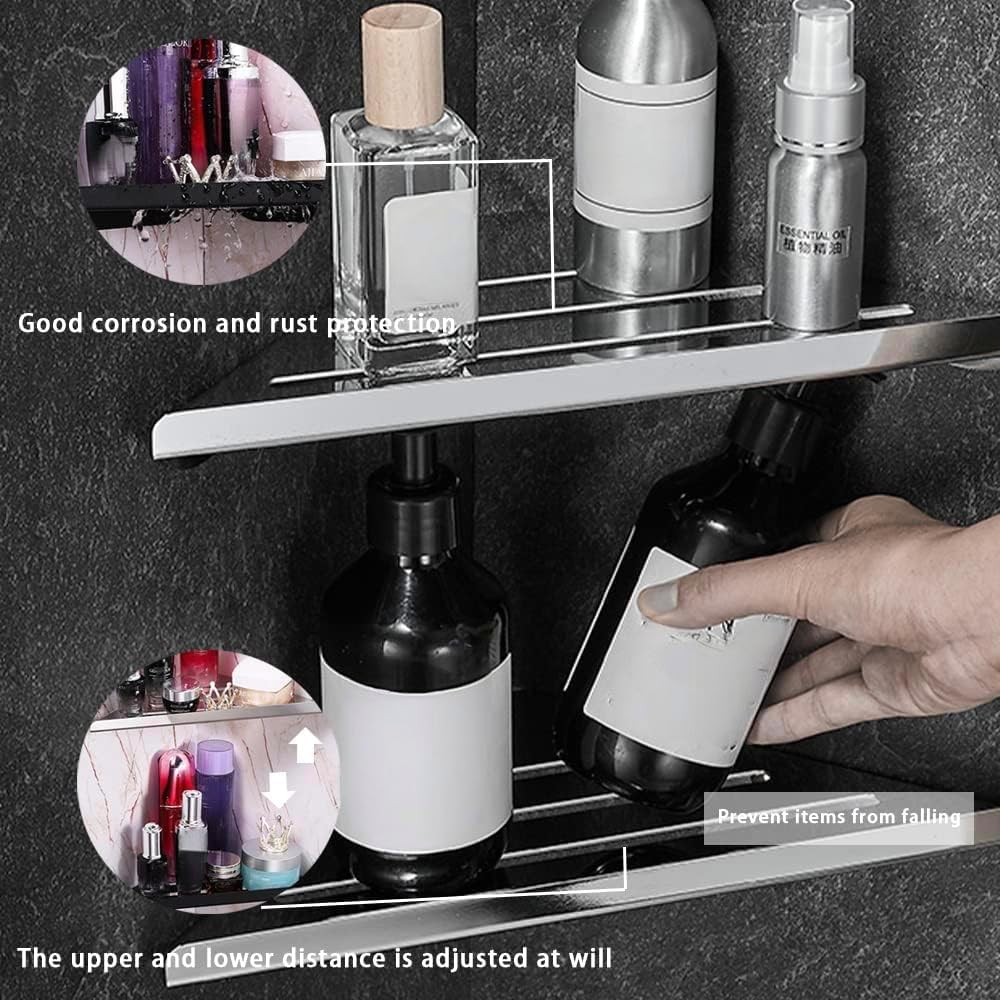 2-Tier Corner Shower Shelf – 304 Stainless Steel Bathroom Organizer