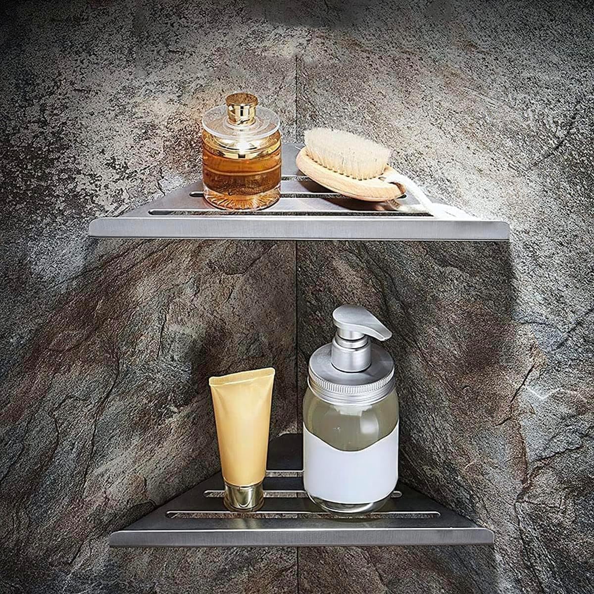 2-Tier Corner Shower Shelf – 304 Stainless Steel Bathroom Organizer