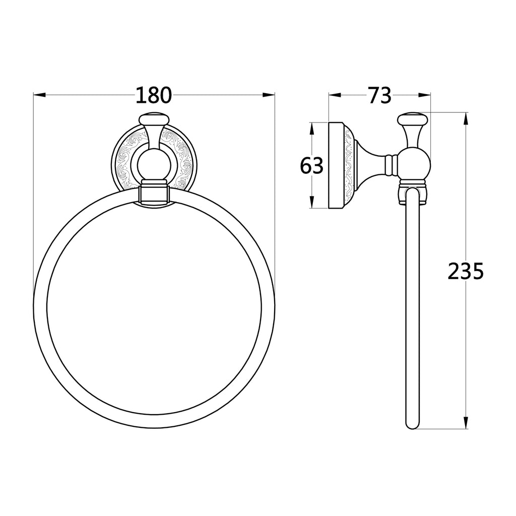 Rust-Proof Solid Brass Towel Ring | 18cm Compact Bathroom Towel Rail