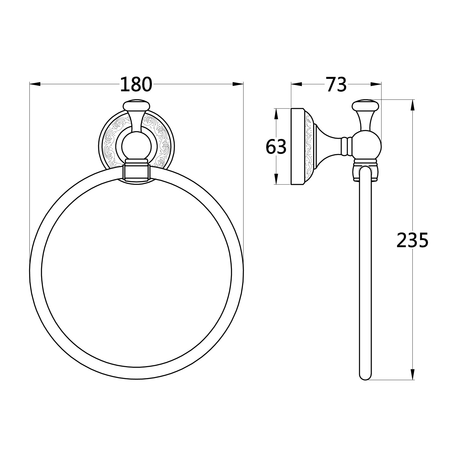 Rust-Proof Solid Brass Towel Ring | 18cm Compact Bathroom Towel Rail