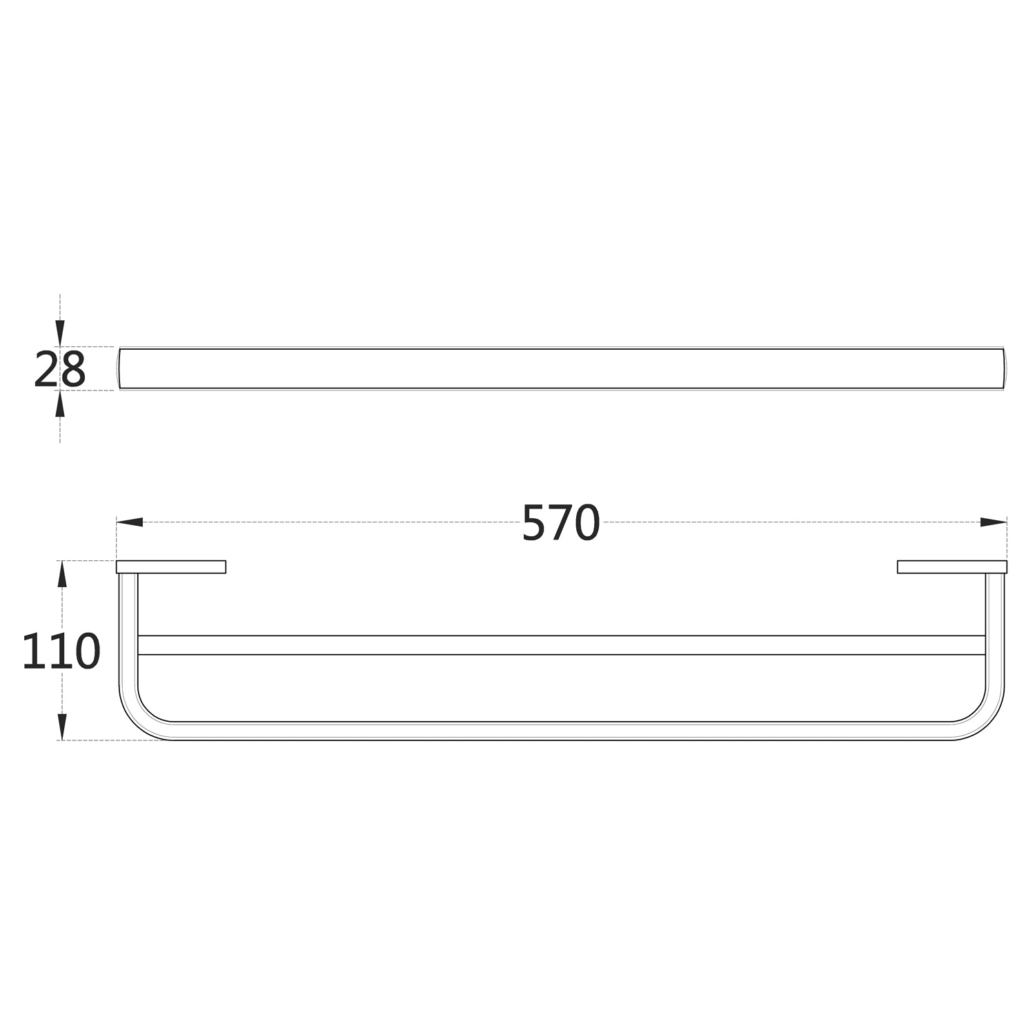 Rust-Proof 57cm Solid Brass Double Towel Rack | 2-Tier Wall-Mounted Bathroom Hardware