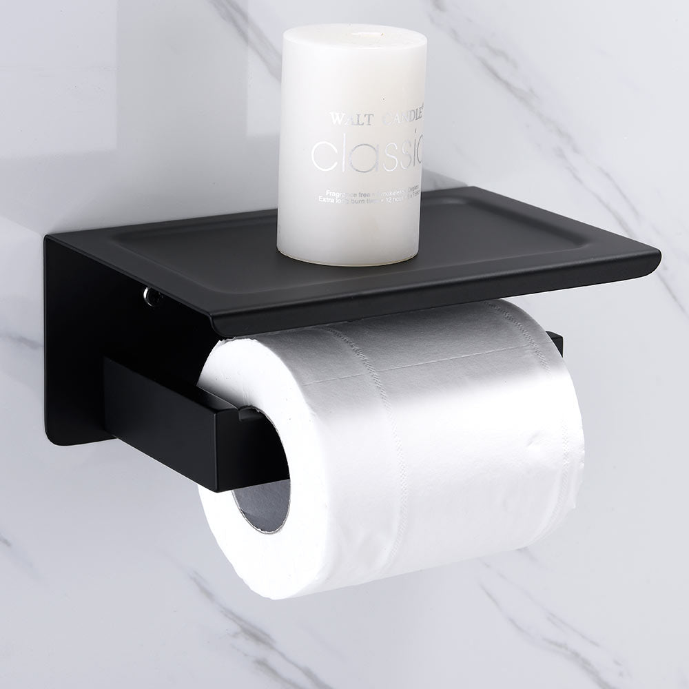 SUS304 Stainles Steel Toilet Paper Holder with Shelf Wall Mount Toilet Roll Holder with Storage